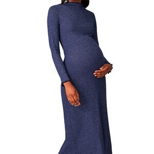 Rachel Pally Metallic Rib MARA Maternity Dress - Navy Blue